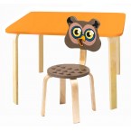 Комплект детской мебели Мордочки с оранжевым столиком